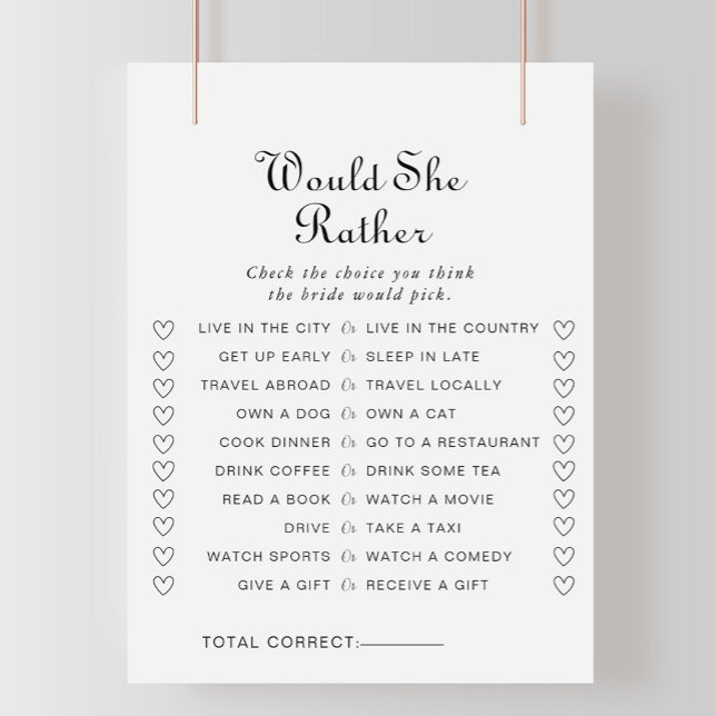 Minimalist Would She Rather Bridal Shower Game (Creator Uploaded)