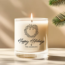 Minimalist Wreath Happy Holidays Personalised