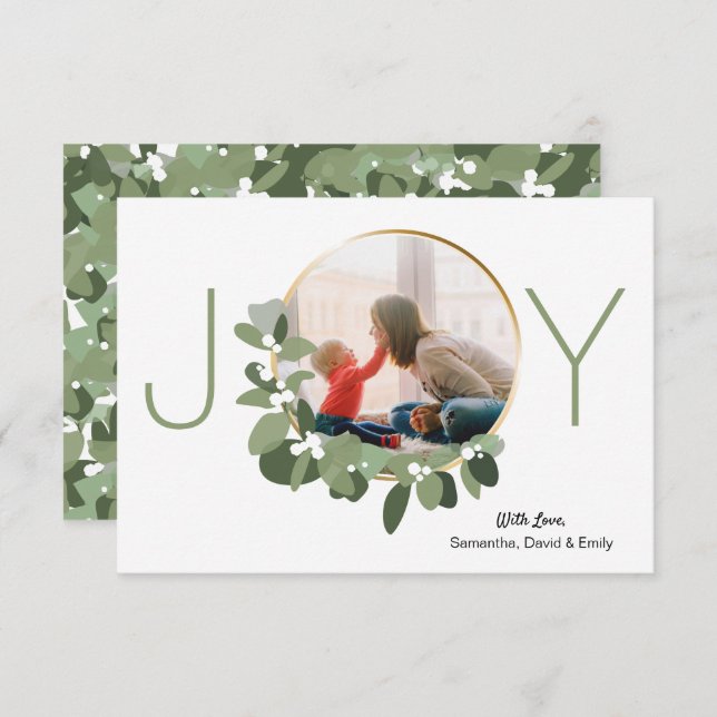Minimalist Wreath | Joy | Christmas Photo Card (Front/Back)