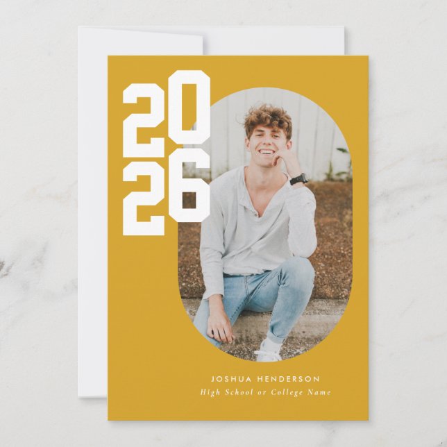 Minimalist Yellow 2025 Photo Graduation  Announcement (Front)