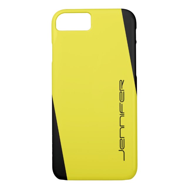 Minimalist Yellow and Black, Name Case-Mate iPhone Case (Back)