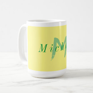 Minimalist Yellow and Green Initial  Coffee Mug