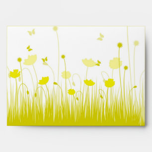 Minimalist Yellow and White Poppies Meadow Floral Envelope