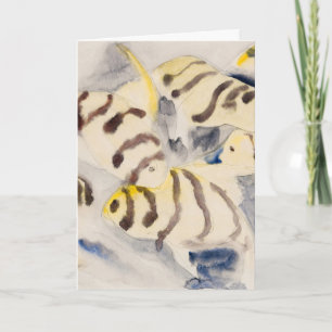 Minimalist Yellow Angelfish Vintage Watercolor Holiday Card