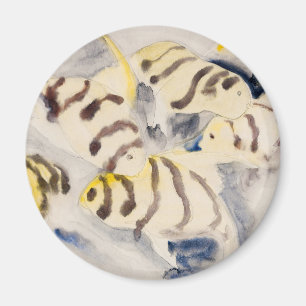 Minimalist Yellow Angelfish Vintage Watercolor Magnet