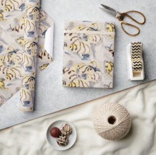Minimalist Yellow Angelfish Vintage Watercolor Wrapping Paper