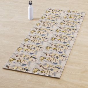 Minimalist Yellow Angelfish Vintage Watercolor Yoga Mat