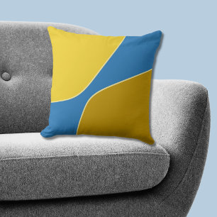Minimalist Yellow-Blue Irregular Quarter Shapes   Cushion