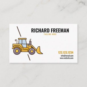 Minimalist Yellow Bulldozer Construction Business Card