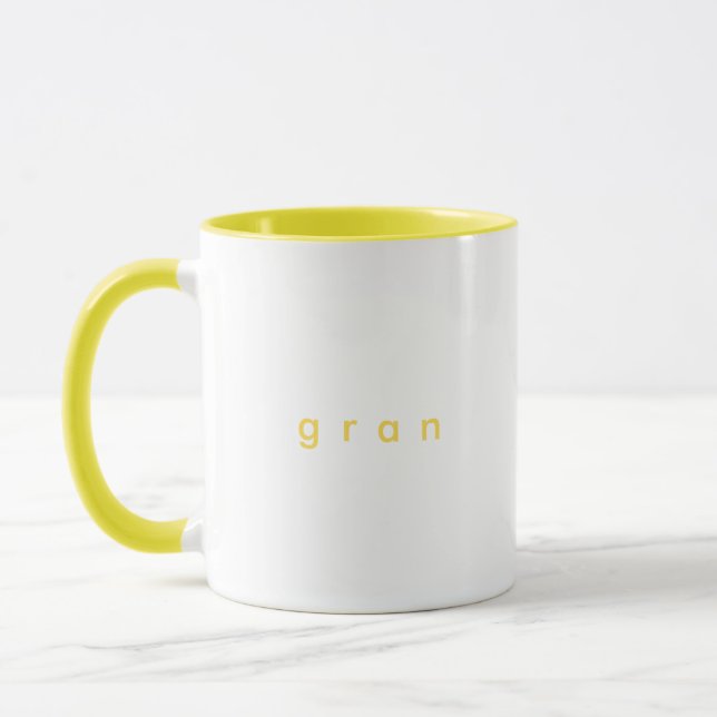 Minimalist Yellow Custom Text Gran White Mug (Left)