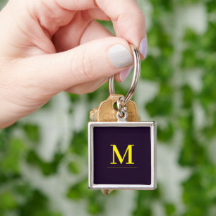 Minimalist yellow elegant sophisticated monogram key ring