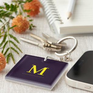 Minimalist yellow elegant sophisticated monogram key ring