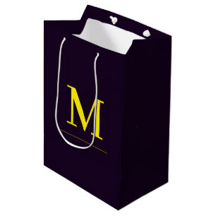 Minimalist yellow elegant sophisticated monogram medium gift bag