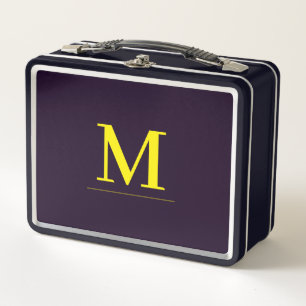 Minimalist yellow elegant sophisticated monogram metal lunch box