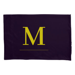 Minimalist yellow elegant sophisticated monogram pillowcase