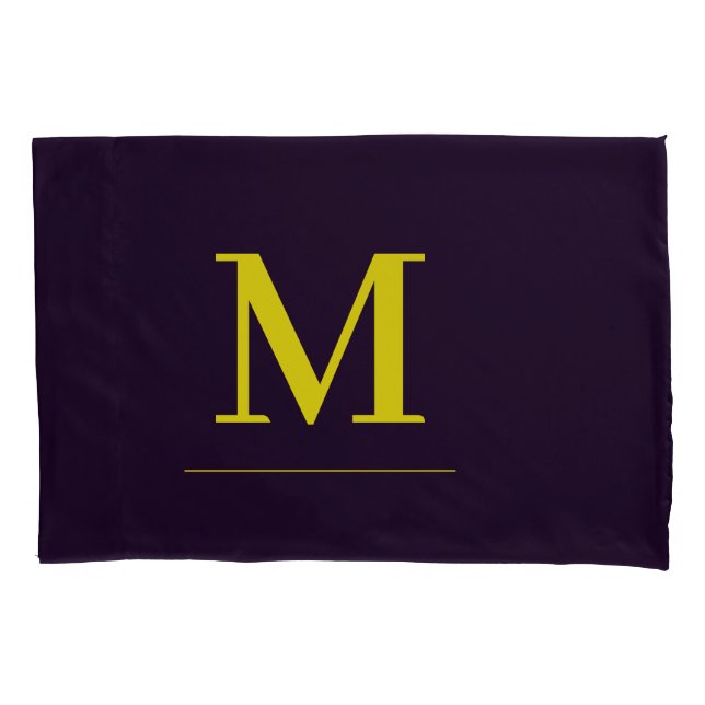 Minimalist yellow elegant sophisticated monogram pillowcase (Front)