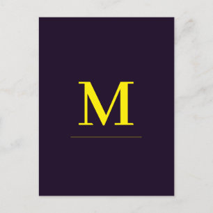 Minimalist yellow elegant sophisticated monogram postcard