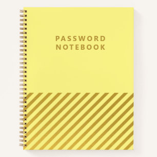 Minimalist Yellow Gold Stripes Password Notebook