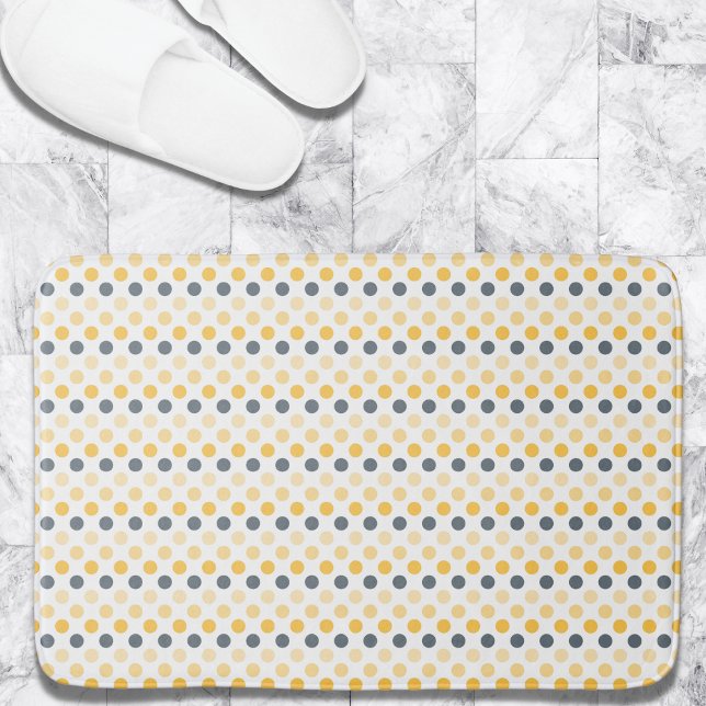 Minimalist Yellow Grey Polka Dots Pattern Bath Mat (Creator Uploaded)