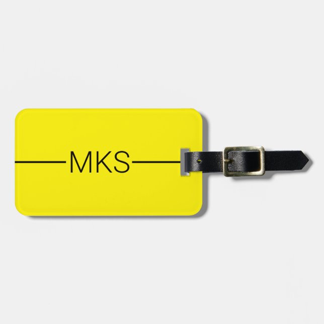 Minimalist Yellow Monogrammed Luggage Tag (Front Horizontal)
