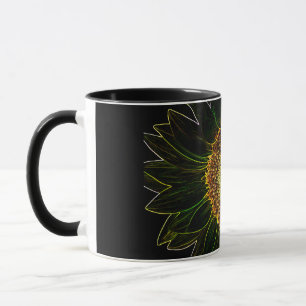 Minimalist Yellow Neon Sunflower Floral Art Mug