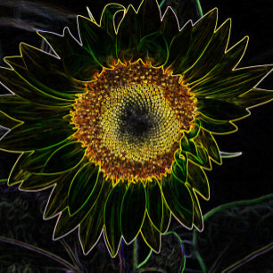 Minimalist Yellow Neon Sunflower Floral Art Mug