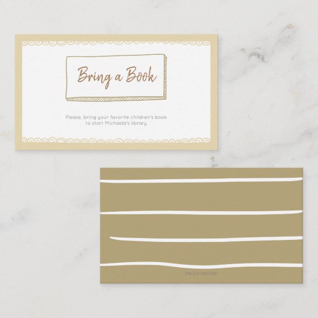 Minimalist Yellow Neutral Bring a Book Enclosure Card (Front/Back)