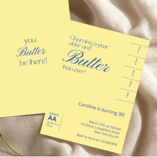 Minimalist Yellow Salted Butter Birthday Invitation