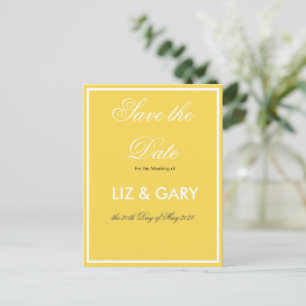 Minimalist Yellow-  Save the Date  Postcard