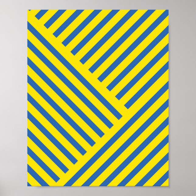 Minimalist Yellow Stripes on Blue Background – Mod Poster (Front)