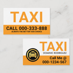 Minimalist Yellow Tax Cab Car Business Card