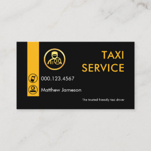 Minimalist Yellow Taxi Driving Tab Business Card