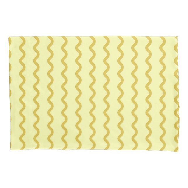 Minimalist Yellow Wavy Stripe Modern Bedding  Pillowcase (Front)