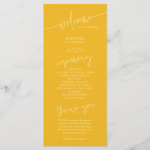 Minimalist Yellow Wedding Ceremony Program