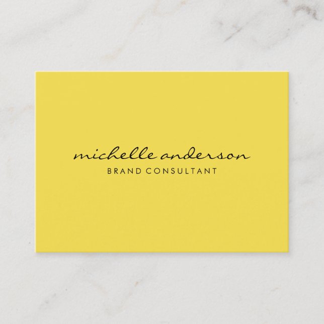 Minimalist Yellow with Cursive Text Business Card (Front)