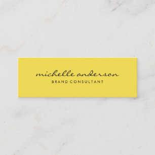 Minimalist Yellow with Cursive Text Mini Business Card