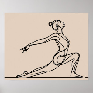 Minimalist Yoga Girl - Line Art  Poster