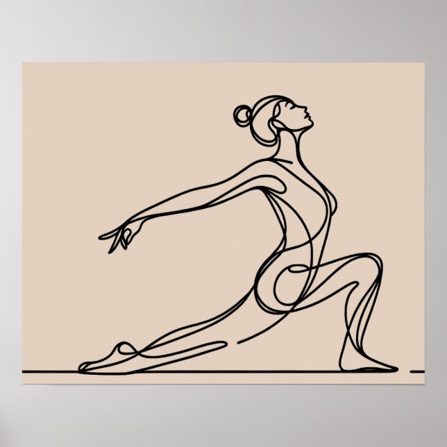 Minimalist Yoga Girl - Line Art  Poster (Front)