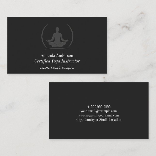 Minimalist Yoga Instructor Clean & Elegant Design Business Card (Front/Back)