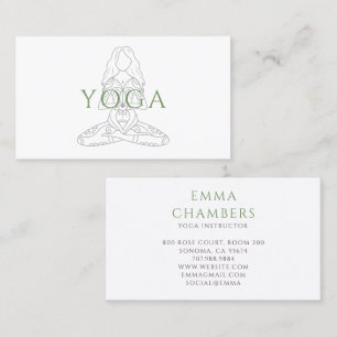 Minimalist Yoga Instructor Lotus Pose Illustration Business Card