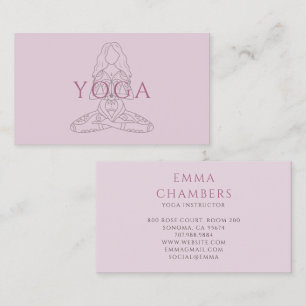 Minimalist Yoga Instructor Lotus Pose Illustration Business Card