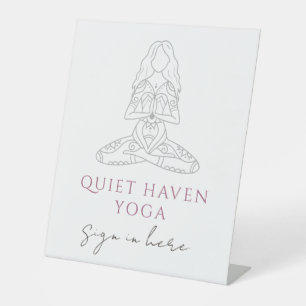 Minimalist Yoga Instructor Lotus Pose Illustration Pedestal Sign