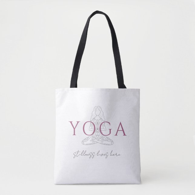 Minimalist Yoga Instructor Lotus Pose Illustration Tote Bag (Front)