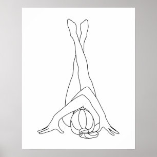 Minimalist Yoga Pose One Line Drawing Poster