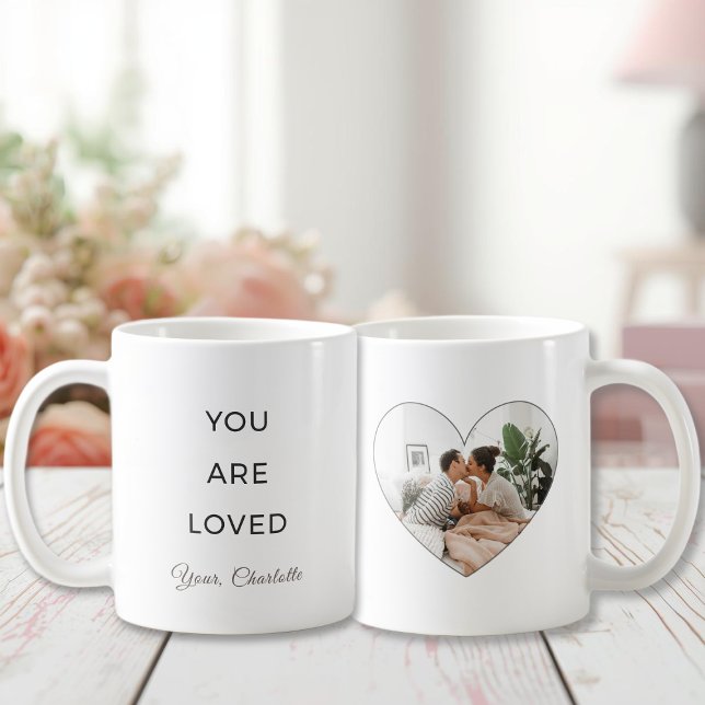 Minimalist You Are Loved Valentine Photo Mug (Creator Uploaded)
