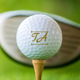 Minimalist Your Initials in Gold-Brown with Lines Golf Balls