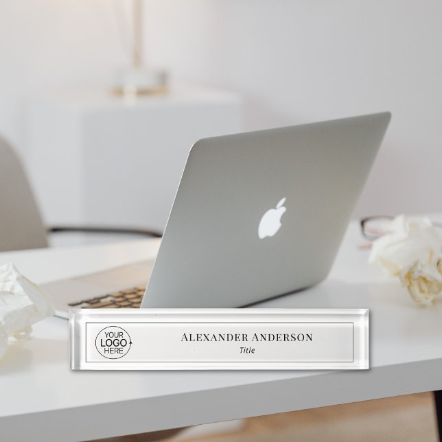 Minimalist Your Logo Here Simple Typography Nameplate (Minimalist Your Logo Here Simple Typography Desk Name Plate)