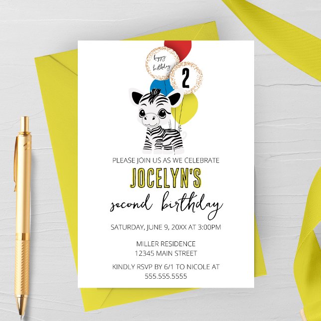 Minimalist Zebra Birthday Party Invitatoin Invitation (Creator Uploaded)