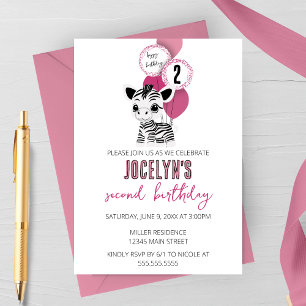 Minimalist Zebra Birthday Party Invitatoin Invitation