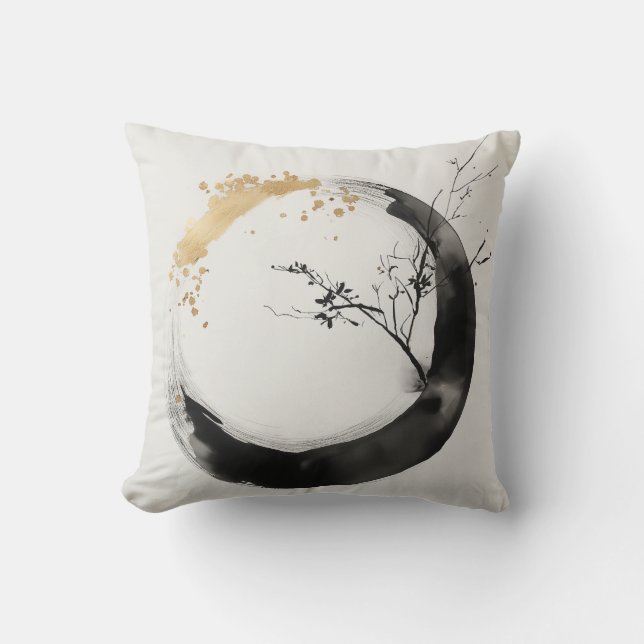 Minimalist Zen Circle Throw Pillow (Front)